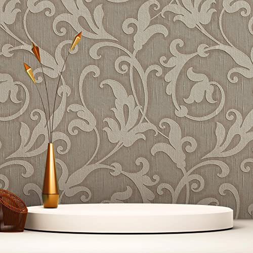 TADESSI Nicolo M1-No.3768 - Papier peint intissé - Style baroque - Gris - Marron - Classique