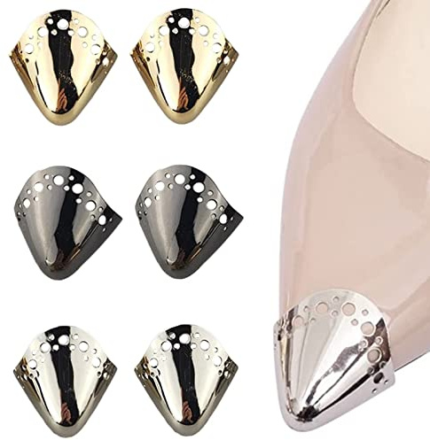 runrayay 3 Paires de protecteurs métalliques pour Bouts de Chaussures, Bouchons Ronds et Creux pour Bouts de Talons Hauts, décorations pour Pompes, charmes et Accessoires de réparation.