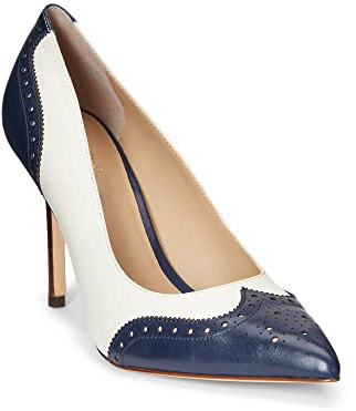 Lauren Ralph Lauren Women's Lynden Nappa & Burnished Leather Pump, French Navy, 5 UK