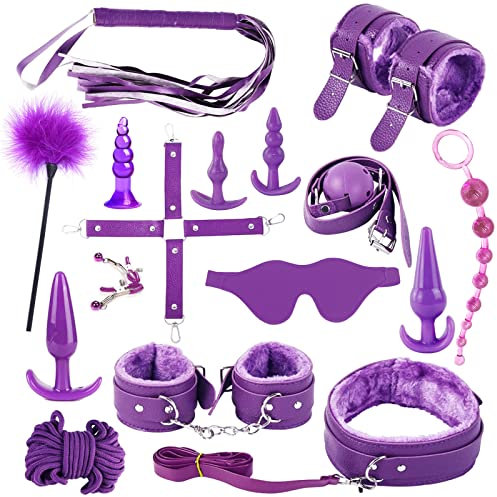 MEYDLL Set Bondage Sessuale SM con 16 Pezzi Set di Schiavitù Sessuale Set Sex Toys con Set di Manette e Butt Plug Giocattoli Sessuali Erotici per Coppie