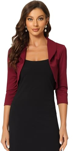 Allegra K Dressy Shrugs for Women's Wedding Formal Bolero Jackets for Evening Dresses X-Large Dark Red