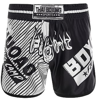 Kaerm Kinder Box Shorts Für Boxen MMA Muay Thai Kickboxen Training Workout Shorts Stretch Hose Leggings Sportswear Weiß schwarz 110-116