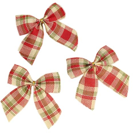 Wambere 10 Stück Schleifen Weihnachtsbaum,Weihnachtsschleife Dekoschleife Glöckchen Weihnachtsbaumschmuck Zierschleifen Dekoration für Christbaumschmuck Geburtstag Weihnachten,Rote und gelbe Streifen