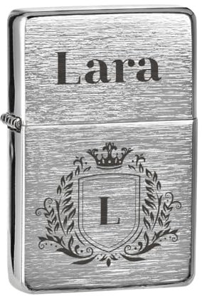 Geburtstagsgeschenk Sturmfeuerzeug gebürstet mit Gravur - Feuerzeug für Frauen und Männer - Geschenk zum Geburtstag, Weihnachten und Jubiläum - zum campen, wandern und jagen