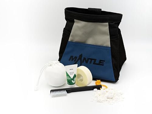 MANTLE climbing equipment Boulderbag-Set Ocean Rock blau/grau mit Chalkball, Tape, Handcreme & Boulderbrush