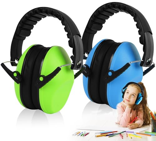 GODECH Casque Anti-Bruit Enfant: 2 Paires Casque Anti-Bruit, SNR 26 dB, Pliable Réglable Confortable Enfant Casque Anti-Bruit pour l’Autisme, TDAH, Milieu Bruyant ou Stressant (Taille Réglable)