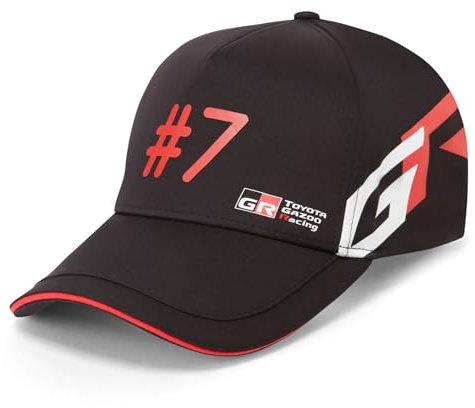 Toyota Gazoo Racing #7 Baseballkappe, verstellbar, Schwarz mit roten Akzenten, Schwarz , Einheitsgröße
