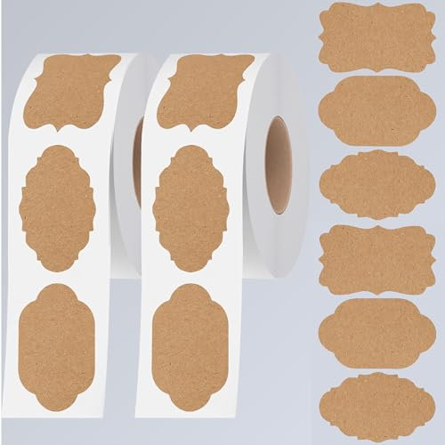 600 Pièces Autocollants en Papier Kraft, Étiquettes Adhésives,Stickers Guirlande DIY,Étiquettes Cadeaux,Noël, Pots Confiture,Emballages Cadeaux,Étiquettes Personnalisées pour Mariage et Créations