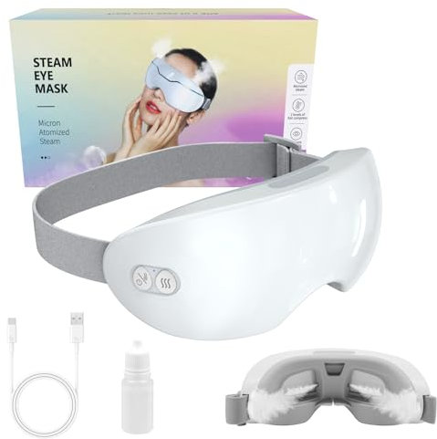 HASAIKA® Augenmassagegerät mit Wärme, Beheizte Dampf-Augenmaske, Zerstäubung im Mikrometerbereich, lindert dunkle Augenringe, Trockenheit und Müdigkeit unter