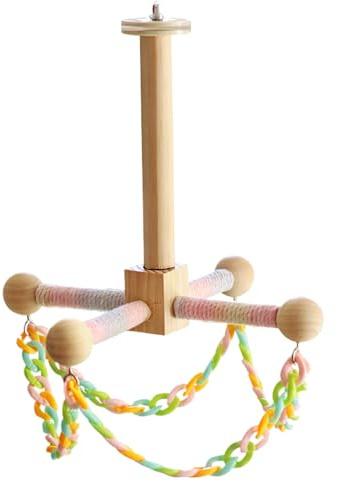 Balançoire à oiseaux en bois, jouet d'escalade interactif pour animal de compagnie, 27 cm, balançoire pour petit animal avec corde en coton, jouet de jeu en bois, accessoire de cage avec design
