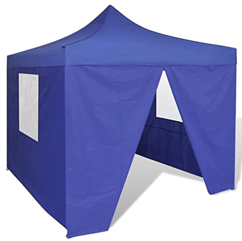 vidaXL Tienda de Fiesta Plegable Jardín 4 Paredes Acero Poliester Azul Carpa