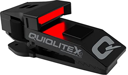QUIQLITEX2 Tactical Red/White Hands-Free LED Pocket Light, 20-200 Lumens, Aluminum Housing (USB Rechargeable)