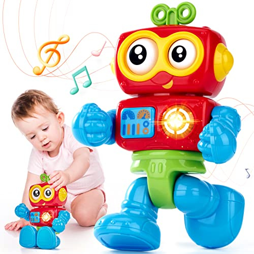 hahaland toys for 1 year old boys - Activity Robot Baby Toys - Musical Light up Poseable Fine Motor Skill Toys for 12 Months - Interactive Montessori Birthday Gift