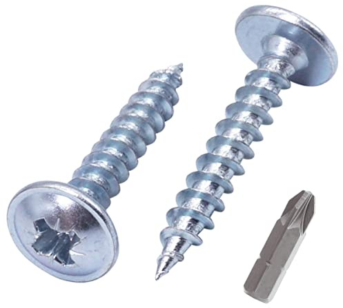 SKIR'CO (100 st) Zinkpläterat stål 6,0 x 40 mm silverträskruvar, metallskruvar, våffelhuvud, Pozidriv, självgängande