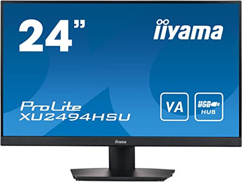 iiyama XU2494HSU-B2 24 Inch VA LCD with Slim Bezel, 4ms, Full HD 1920 x 1080,1x HDMI,1 x DisplayPort, 2 x USB, 2 x 2W Speakers