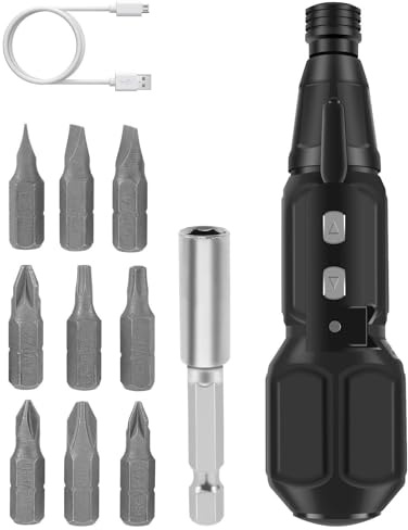 Electric Screwdriver Cordless, Rechargeable Power Screwdrivers Set, Portable Automatic Home Repair Tool Kit with LED Lights and USB Cable