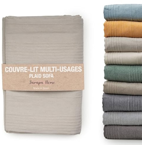 Colcha cama y colcha multiusos para sofás, colchas blancas. Plaid multiusos, cubre sofá, tejido resistente y de calidad, hecho en España: Colchas cama 150 modernas, 135, 90. (Beige, 140x180 cm)