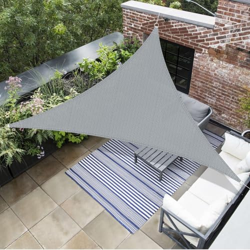 AXT SHADE Toldo Vela de Sombra Triangular 3x3x3m Protección Rayos UV y HDPE Transpirable para Exterior Terraza Patio Jardín-Gris