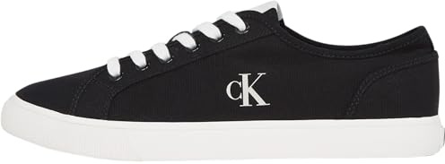 Calvin Klein Men’s Low Top Canvas Vulcanised Trainers, Black (Ck Black/Bright White), 7
