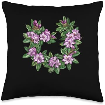 Rhododendron In A Wreath Throw Pillow