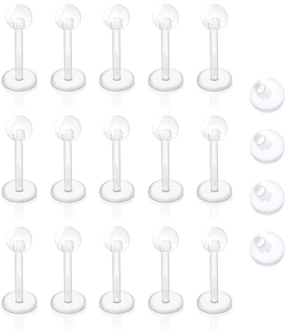 Besyvvin Claro Labio Barras 10mm Labret plástico Studs 16G Plano Volver acrílico hélix cartílago Piercing Stud Retenedores