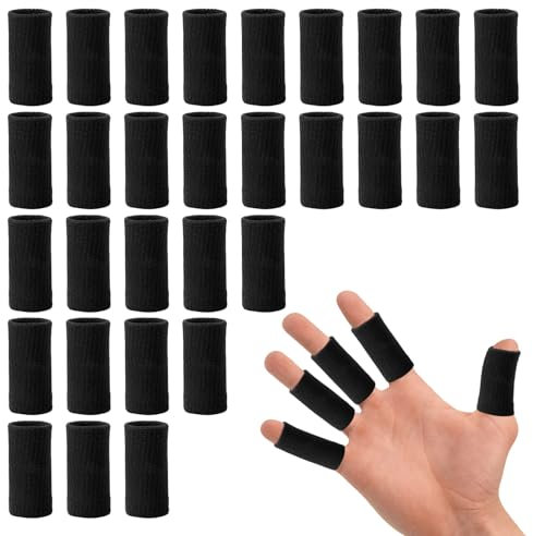Yiirin 30 PCS Finger Sleeves for Arthritis,Black Finger Protectors for Sports,Elastic Fingers Supports,Breathable Splint Brace,Fingers Compression Sleeves for Basketball Volleyball Sports Arthritis