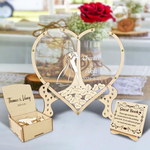 Sostituzione del libro degli ospiti per matrimoni in legno personalizzato, scatola per libro degli ospiti in legno, libro degli ospiti in stile rustico unico, adatto a vari eventi di festa