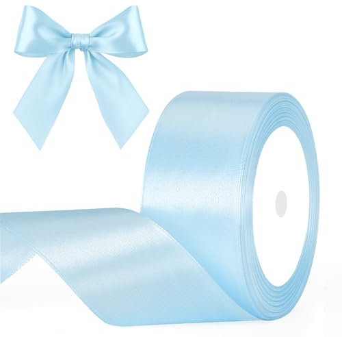 G2PLUS Babyblau Satinband 40mm: Dekoration Geschenkband, 22m Schleifenband zum Bastel, Dekoband für Geschenkverpackung, Dekoration