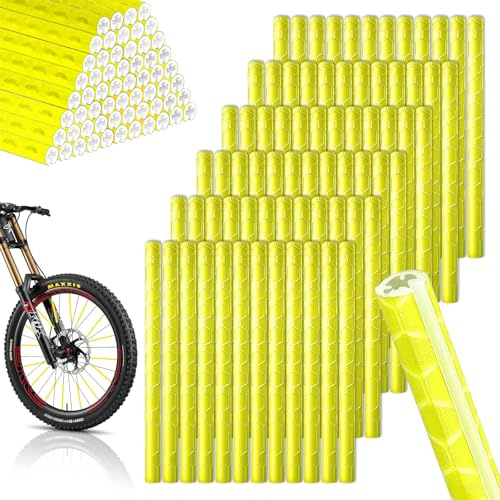VIVIIHOO Réflecteurs à Rayons vélo-Lot de 72 réflecteurs pour Une visibilité à 360° Facile à Assembler Imperméable à l’Eau 6 Couleurs pour Toutes Les Roues à Rayons courantes (Yellow)