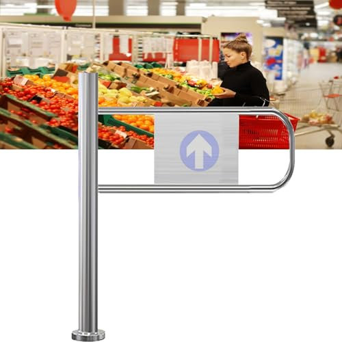Puerta giratoria de seguridad de acero inoxidable, puerta giratoria de 1 vía, con resorte doble, 50 cm de ancho, dispositivo de entrada/salida para supermercados y espacios públicos