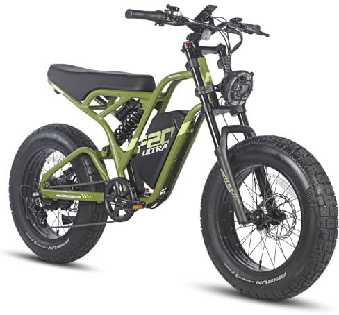 Fafrees F20 Ultra Bicicleta Eléctrica, Fatbike de 20 x 5,0, E-Bike con Batería de 48V/25 Ah, Suspensión Total, Bici Eléctrica para Hombres, Alcance 80-120 KM (Verde)
