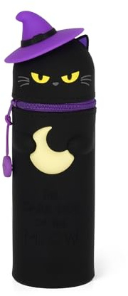 Legami - Estuche Escolar Kawaii 2 en 1 Halloween 2025 de Silicona Suave, Black Kitty, portalápices de Mesa, Cierre con Cremallera, bolígrafos, lápices de Colores, rotuladores, H 20 cm