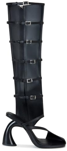 YXAXUG Women Strange Style Square Toe Over The Knee Boots Ladies Buckles Straps Side zipper Tall Boots