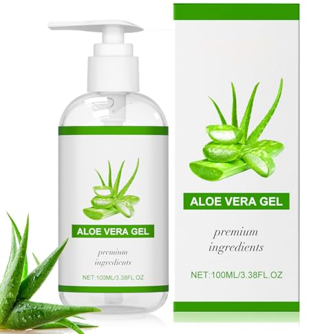 100% Rein Aloe Vera Feuchtigkeitscreme - 100ml Aloe Vera Gel Bio für Gesicht, Beruhigende und Pflegende Feuchtigkeitscreme After Sun, Natürliche Aloe-Creme für Gesicht, Haare und Körper
