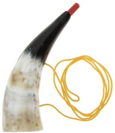 CLISPEED Cuerno vikingo de cuerno de búfalo de agua, sonido suave, manejable y portátil, con cordón como trompeta para deportes y fiestas, color aleatorio