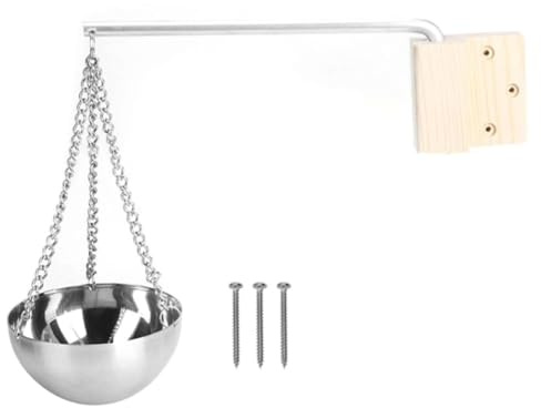 MoSundi Stainless Steel Sauna Essential Oil Cup with Wooden Block and Chain, 12 cm Aroma Diffuser Bowl for Traditional and Infrared Sauna Rooms