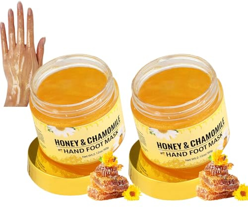 Maschera esfoliante al miele per mani e piedi, delicatamente esfoliante e idratante, con camomilla, maschera da notte idratante per pelle secca, ruvida e screpolata, formula non grassa