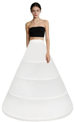 LJXploreMax Women's Petticoat 4 Hoop skirt Underskirt A Line Crinoline Floor Length for Wedding Dress Ball Gown Slips Skirt