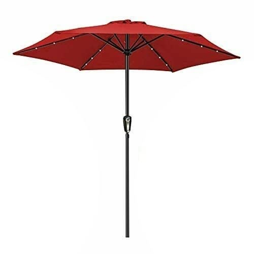 Garden Parasol Garden Parasol, 3M Patio Umbrella with Crank & 18 LED Lights, 6-rib Patio Umbrella Garden Umbrella Sun Shade Canopy