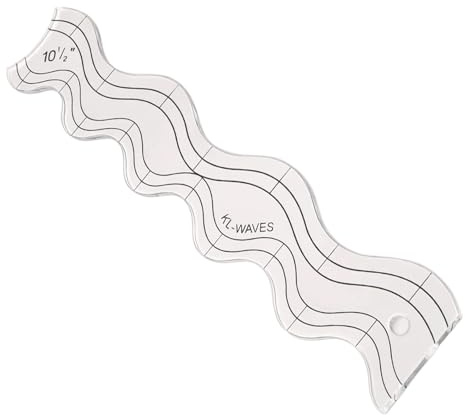 Wave Edge Quilting Ruler, Clear Acrylic Patchwork Sewing Ruler with Non-Slip Grip, For Dressmaking, Patchwork Templates and Quilting Squares, One Piece Wavy Quilting Ruler