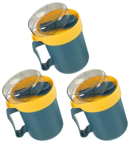 ASAKKURA Tazza da Viaggio per Colazione e Zuppa 500ml con Coperchio e Cucchiaio, Contenitore per Alimenti Caldi Adatto al Microonde, Set da 3 Pezzi Design Giapponese per Prima Colazione