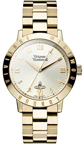 Vivienne Westwood Bloomsbury Women's Quartz Watch with Gold Dial Analogue Display and Gold Stainless Steel Bracelet VV152GDGD