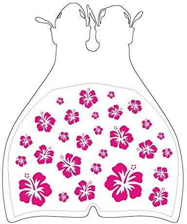 Sweam - Monoflosse verstellbar transparent 39 – 43 mit Wandtattoo Hibiscus Pink