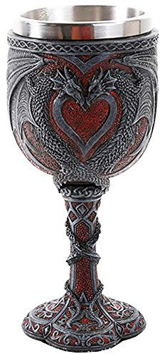 Pacific Giftware Double Dragon Heart Love Goblet Wine Cup 7 inch
