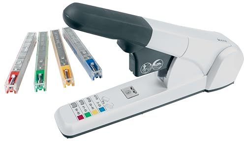 Leitz Cucitrice da Ufficio ad Elevata Capacità fino a 80 Fogli, Argento, Design Ergonomico, Include Cartucce per Punti, 55510084