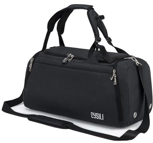 Sports Duffle Bag with Shoes Compartment and Wet Pocket, 42L Waterproof Gym Bag for Men and Women, Durable Travel Duffel Bag with Shoulder Strap and Combination Lock