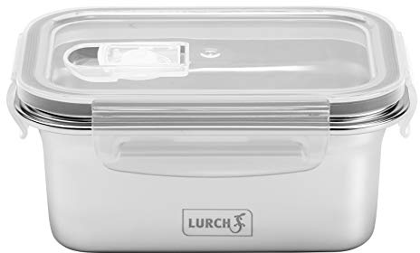 Lurch - Fiambrera de acero inoxidable de con tapa de plástico sin BPA, 500 ml, color plateado