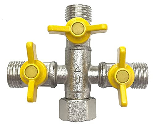 Répartiteur 3 voies + 3 robinets d'arrêt à boisseau sphérique pour connecter 3 appareils/connecteurs avec 1/2 AG.