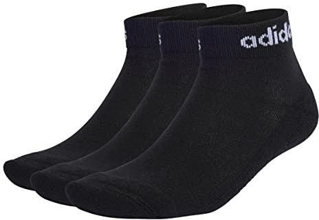 adidas Mixte Linear Ankle Cushioned Socks 3 Pairs, Black / White, 37-40
