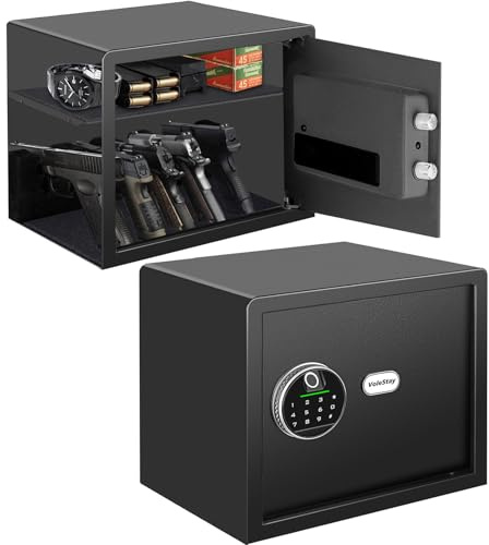 Biometric Home Safe, Fingerprint Gun Safe Lock Box,Money Box for Jewelry Handgun Cash Valuables,Perfect for Home/Office/Hotel, Black,1.2 Cubic Feet